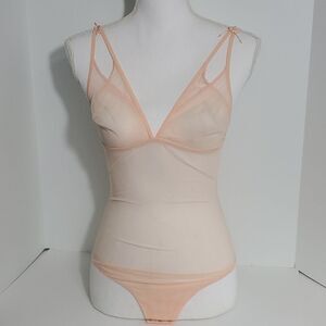 La Perla Cutout Mesh Bodysuit Peach Size 36B NWOT